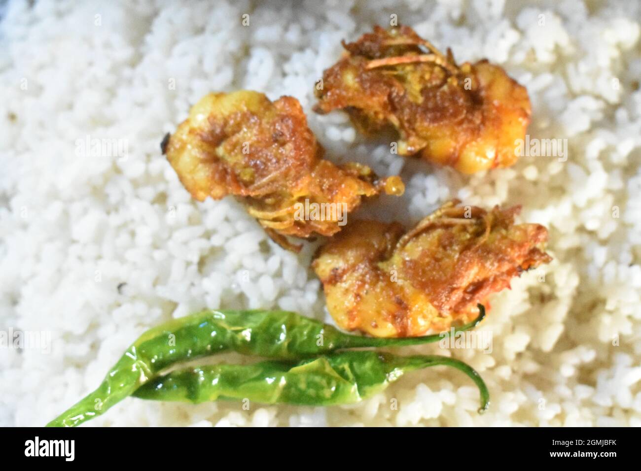 pesce fritto di gamberi Foto Stock