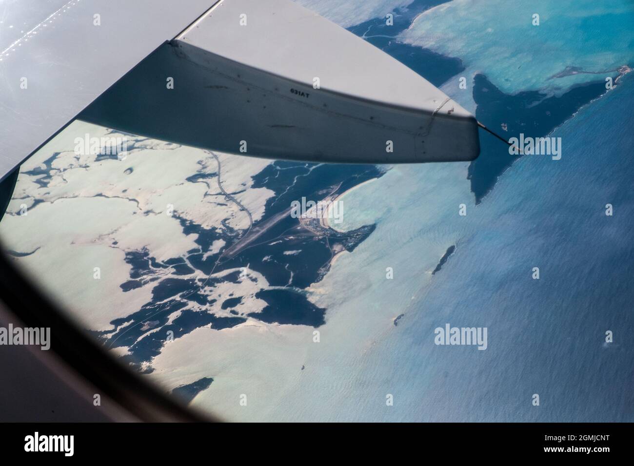 Vista aerea su Cayo Santa María, Arcipelago dei Jardines del Rey, al largo della costa nord di Cuba Foto Stock