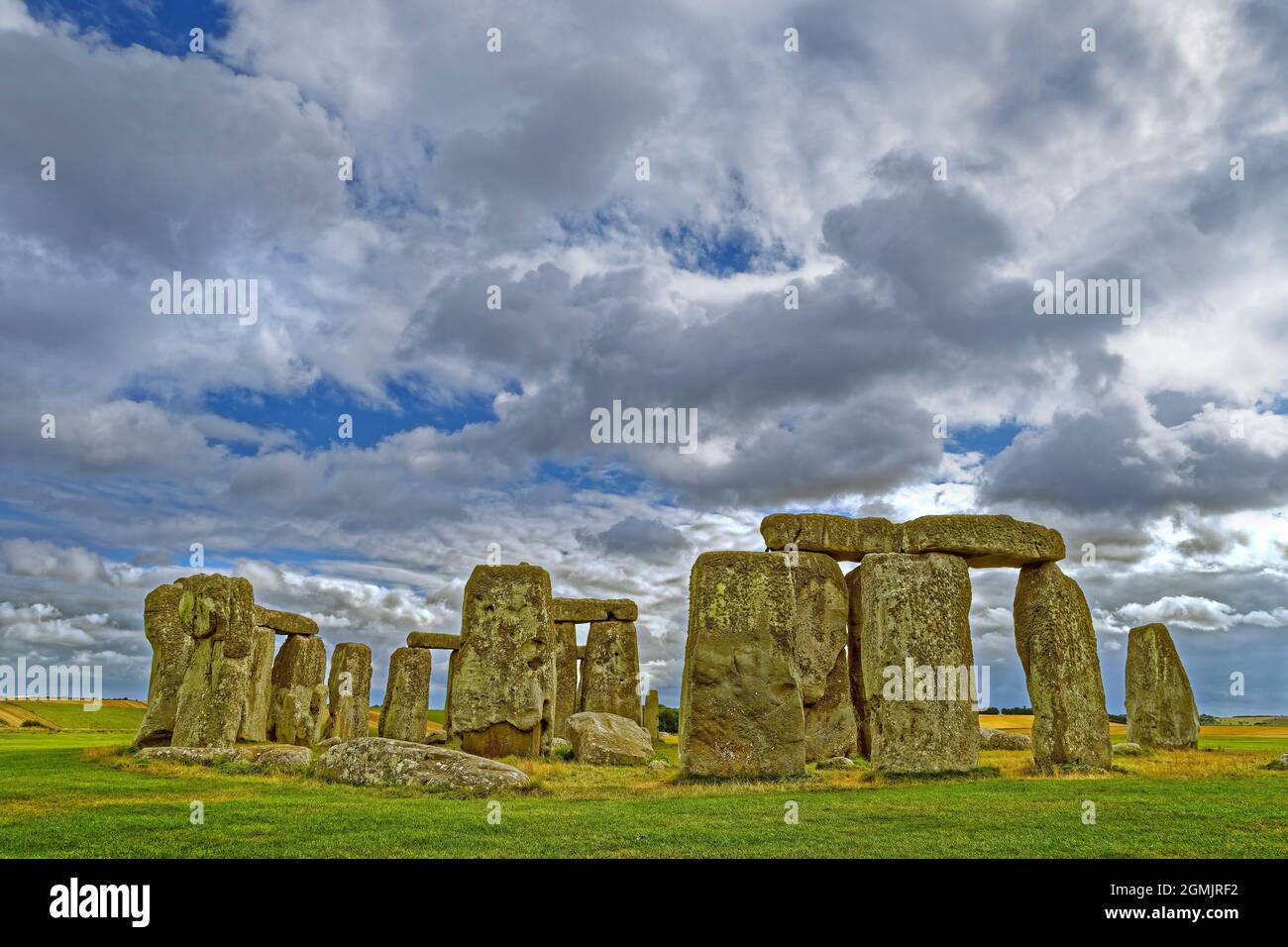 Stonehenge Stone Circle sulla Salisbury Plain nel Wiltshire, Inghilterra. Foto Stock