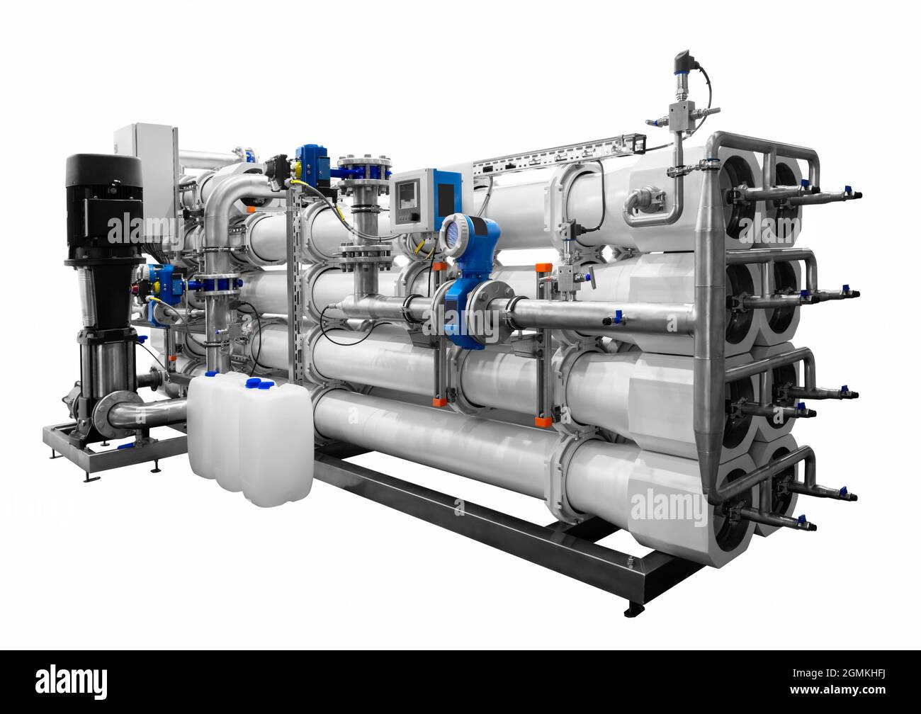 Impianto ad osmosi inversa per centrali elettriche. Automazione del sistema di trattamento delle acque industriali Foto Stock