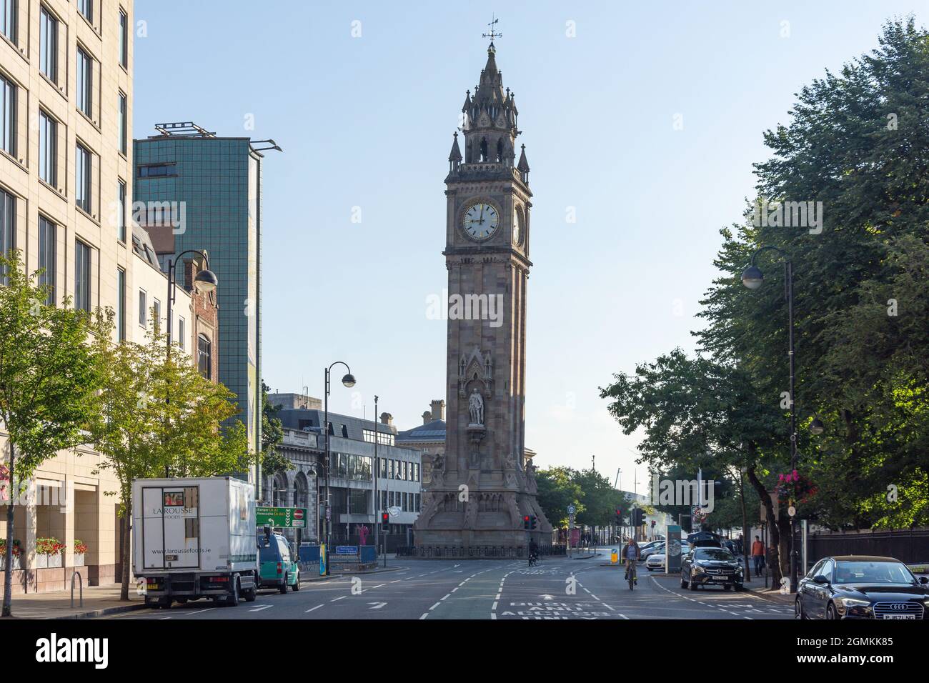 Orologio Albert Memorial del 19 ° secolo da High Street, City of Belfast, Irlanda del Nord, Regno Unito Foto Stock