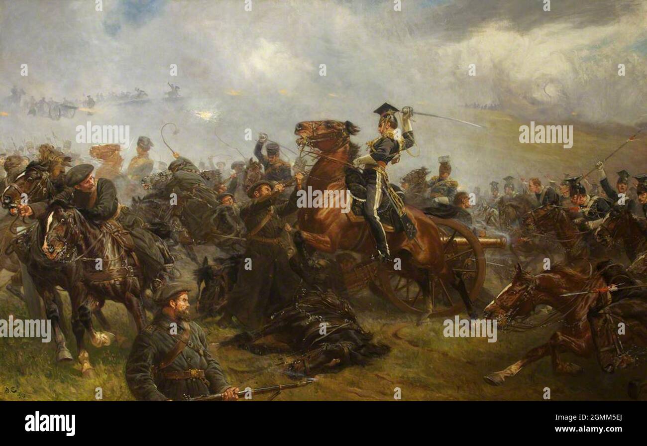 La carica della Brigata leggera durante la battaglia di Balaclava. Dipinto  di John Charlton Foto stock - Alamy
