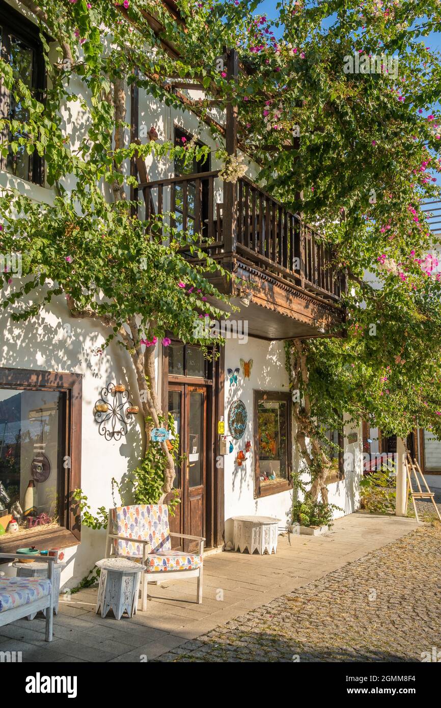 Strada pittoresca nella città di Kalkan, Turchia Foto Stock