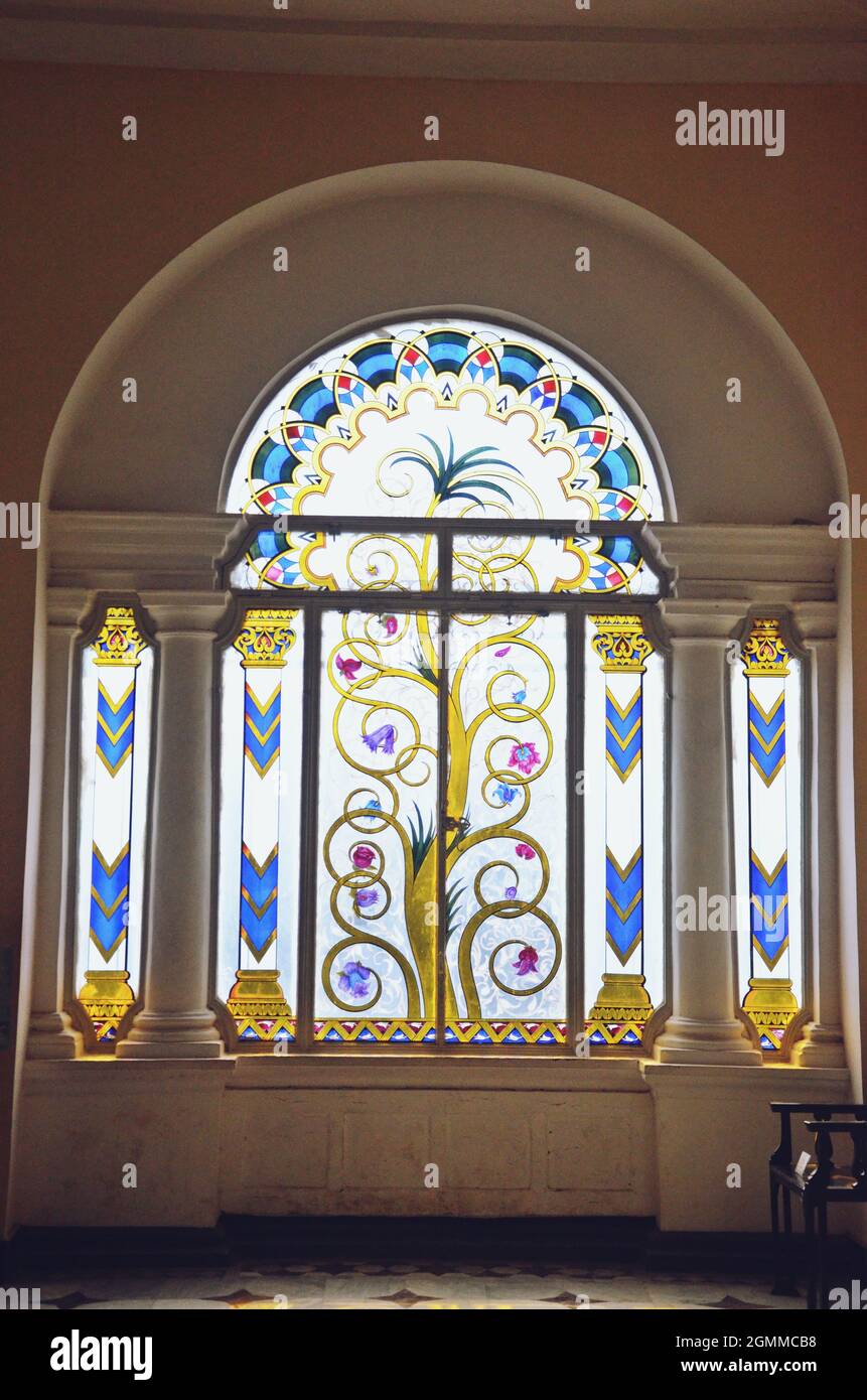 finestra design al jai vilas palazzo gwalior Foto Stock