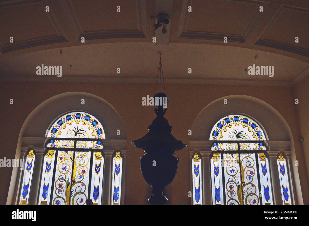 finestra design al jai vilas palazzo gwalior Foto Stock