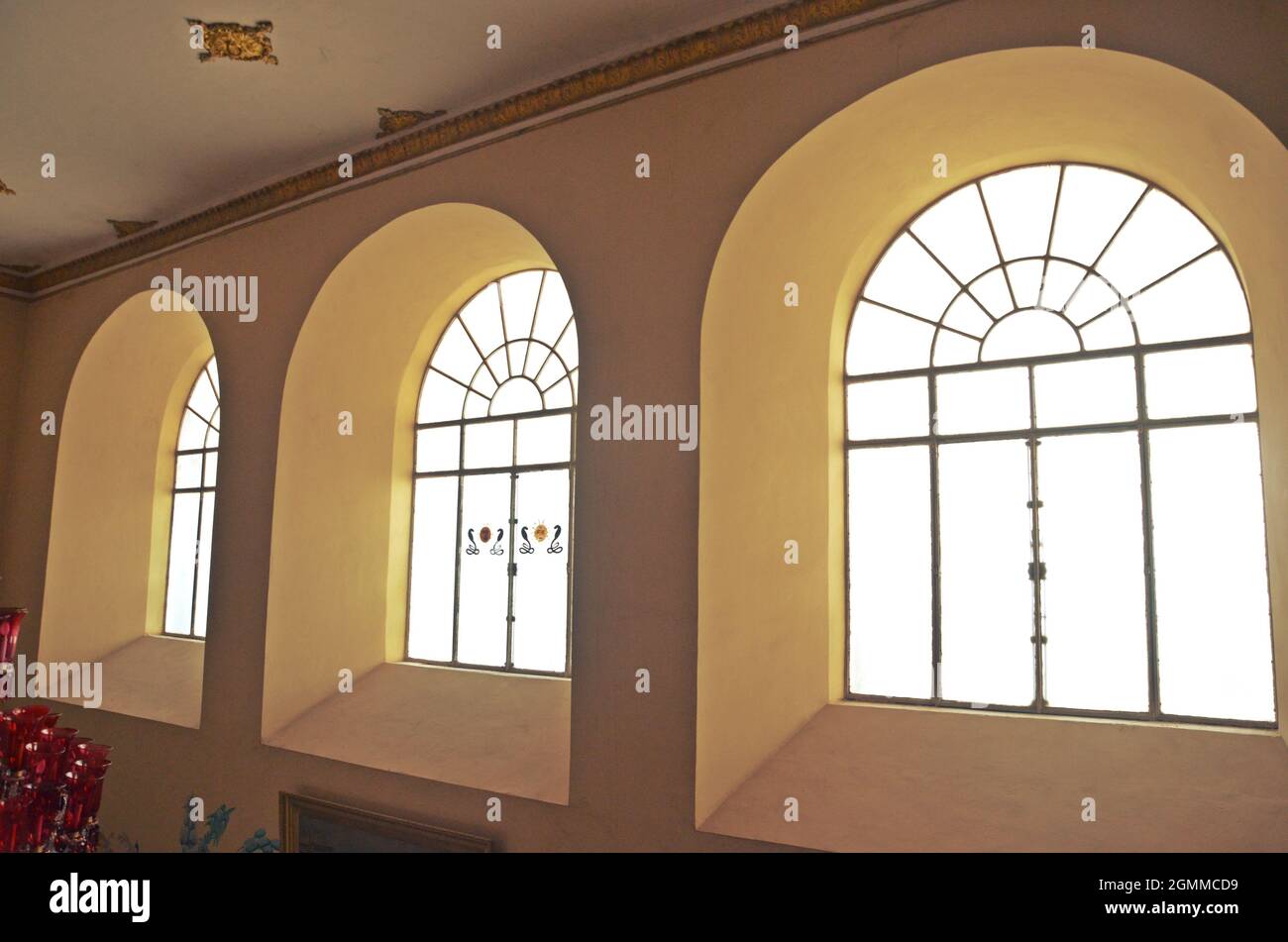 finestra design al jai vilas palazzo gwalior Foto Stock