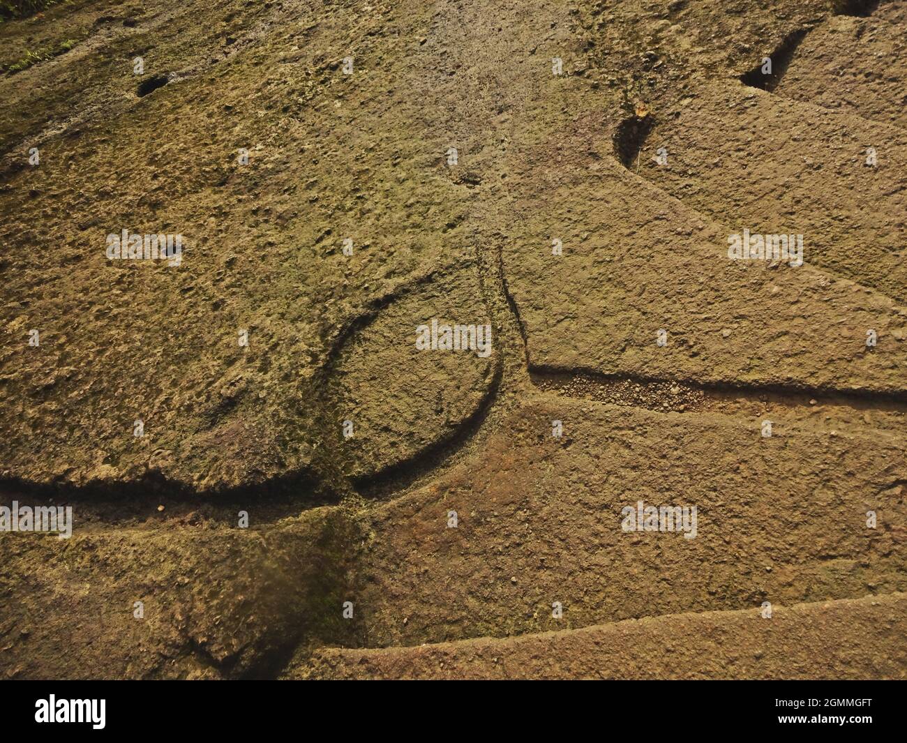 scultura simbolica al kanheri grotte mumbai maharashtra Foto Stock