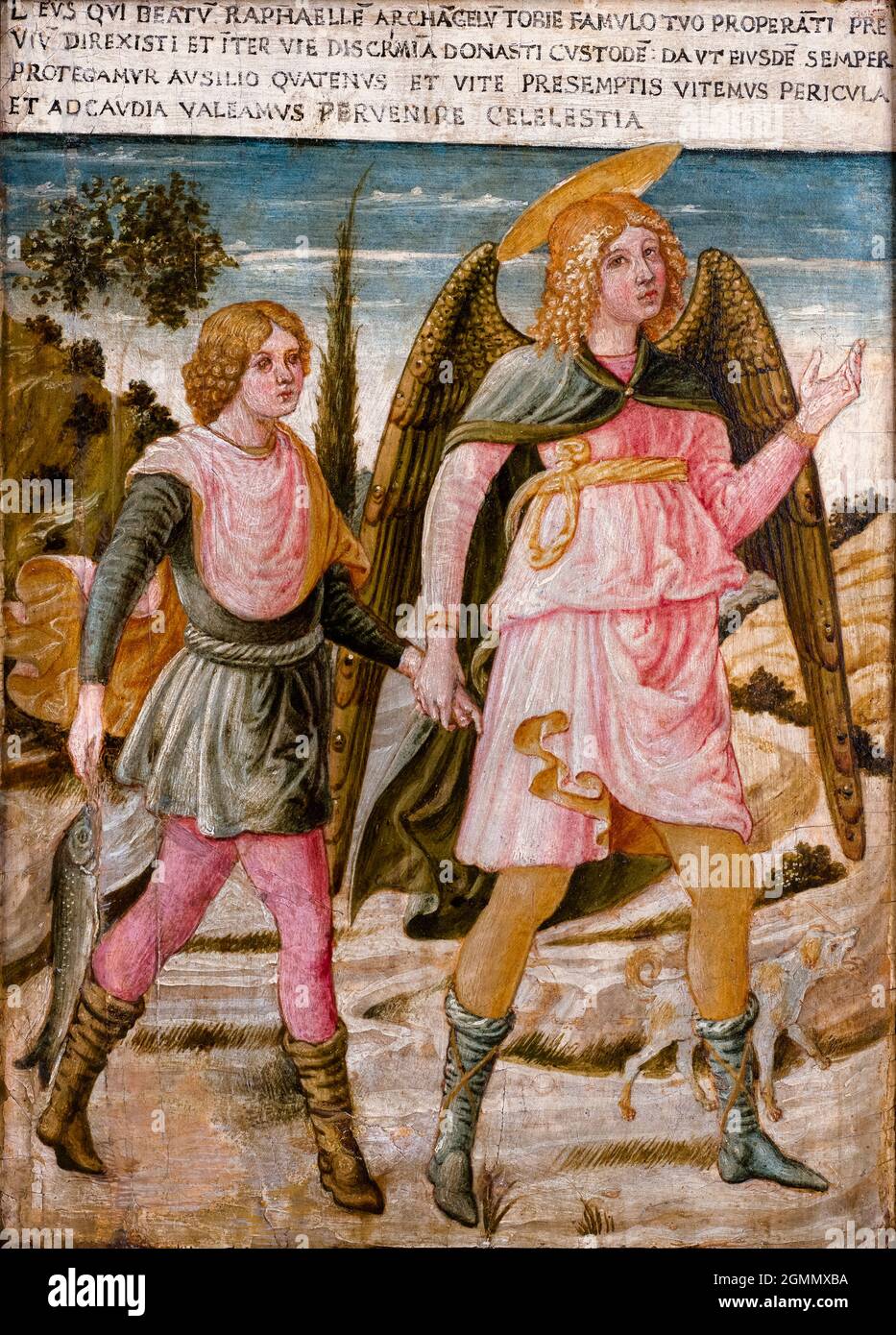 Benozzo Gozzoli, Tobias con Arcangelo Raffaello, pittura, circa 1460 Foto Stock