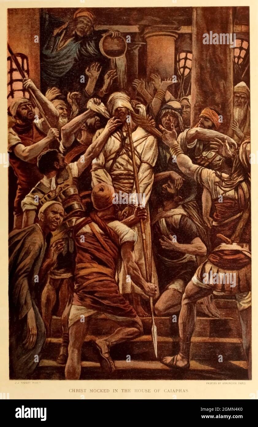 Cristo scherzato nella Casa di Caiaphas Artwork di James Tissot Foto Stock