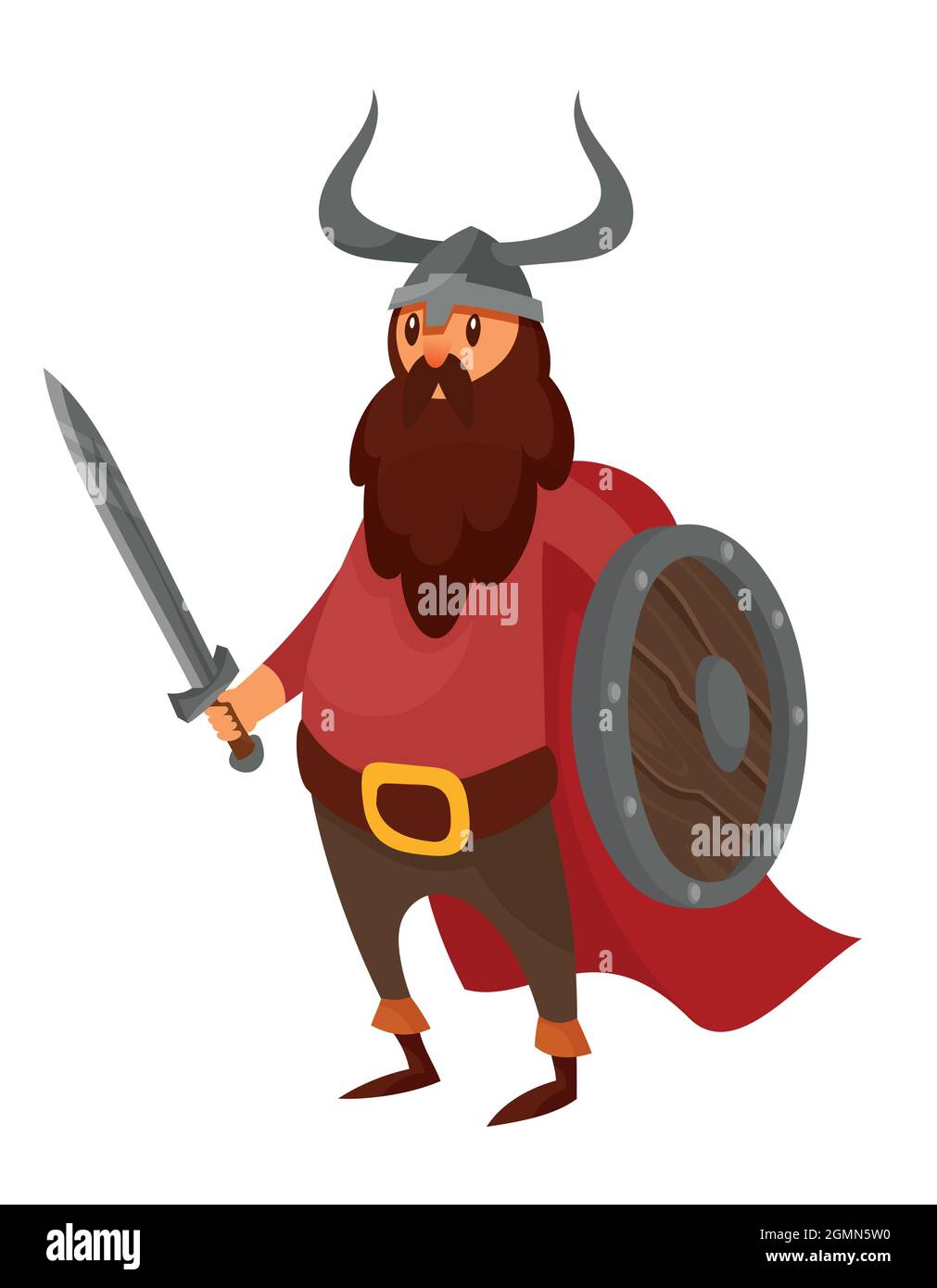 Vichingo con spada e scudo. Carattere scandinavo in stile cartone animato  Immagine e Vettoriale - Alamy