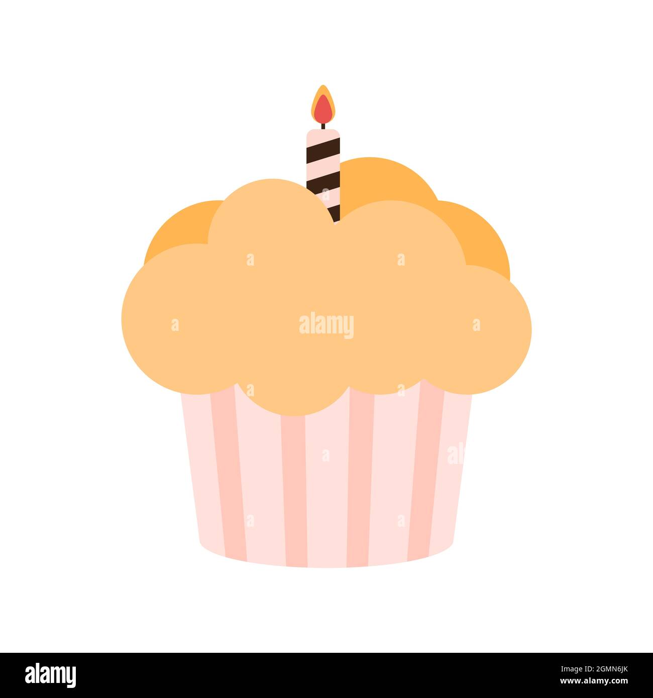 Cupcake con fondente e una candela. Illustrazione vettoriale. EPS10 Illustrazione Vettoriale
