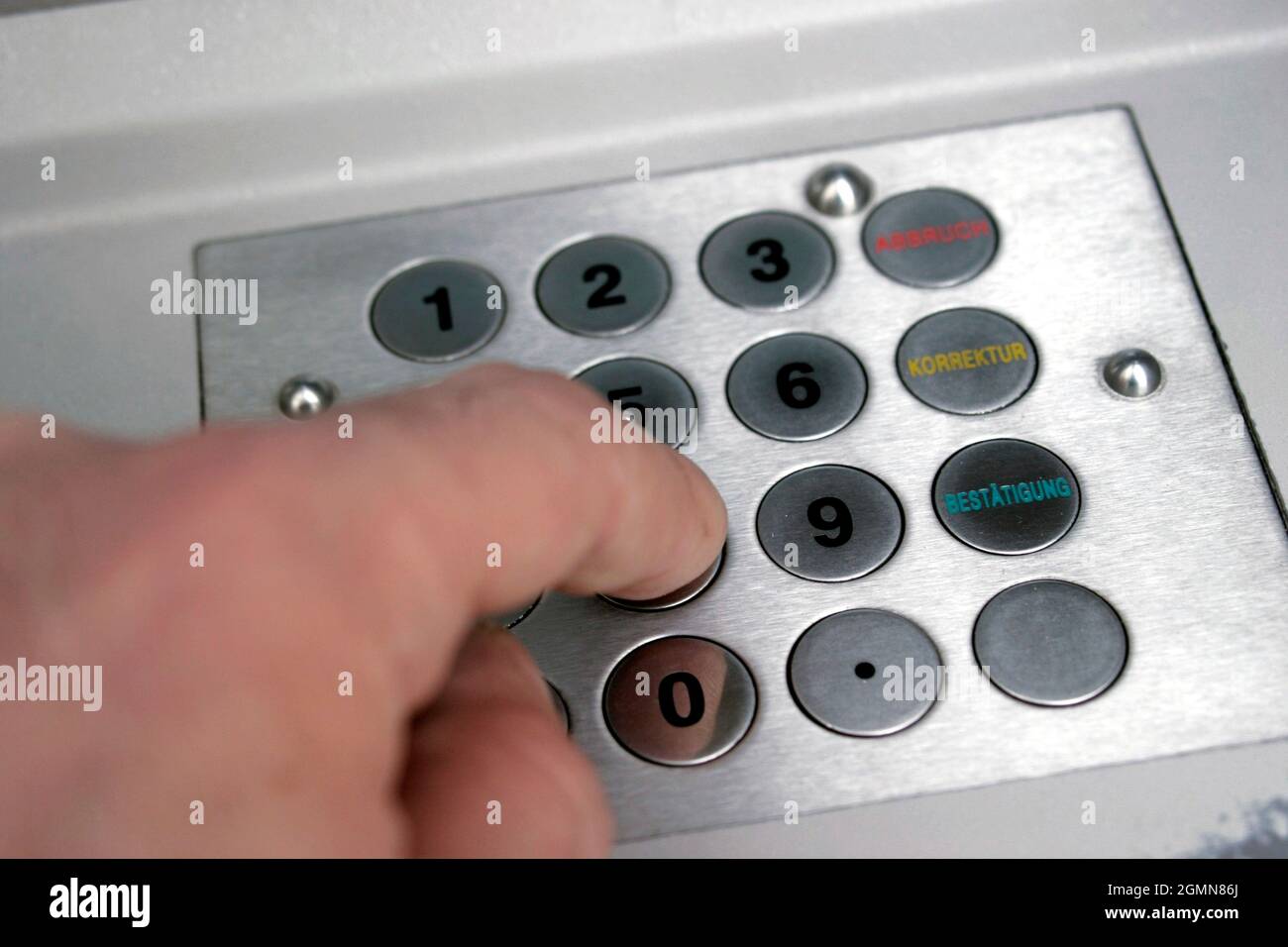 tastiera di un distributore automatico di contanti Foto Stock