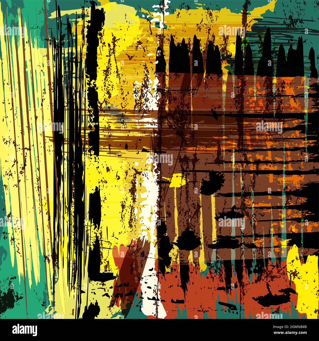 composizione astratta dello sfondo, con linee, tratti di vernice e schizzi Illustrazione Vettoriale