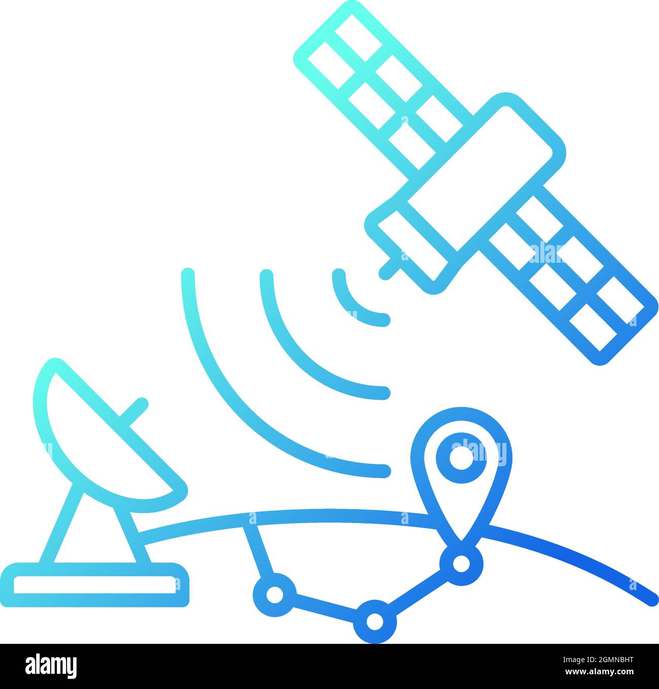 Icona del vettore lineare gradiente del sistema di posizionamento globale Illustrazione Vettoriale