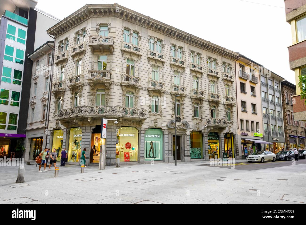 Palazzo Pagnamenta (Palazzo 1909) di Via Pretorio 1, architetto Paolo Zanini, 1908, Lugano, Canton Ticino, Svizzera. Foto Stock