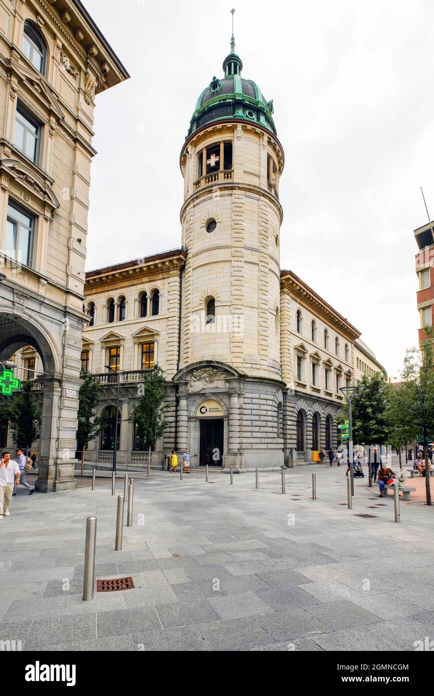 Edificio dell'ufficio postale (Palazzo della posta) a Lugano progettato da Theodor Gohl e confederation costruito tra il 1909 e il 1911. Cantone Ticino, S. Foto Stock