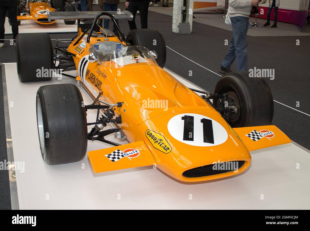 1970 McLaren M14D F1 al London Classic Car Show Foto Stock