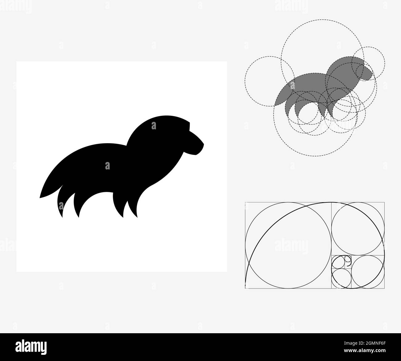 Leone vettoriale in stile Golden Ratio. Illustrazione modificabile Illustrazione Vettoriale