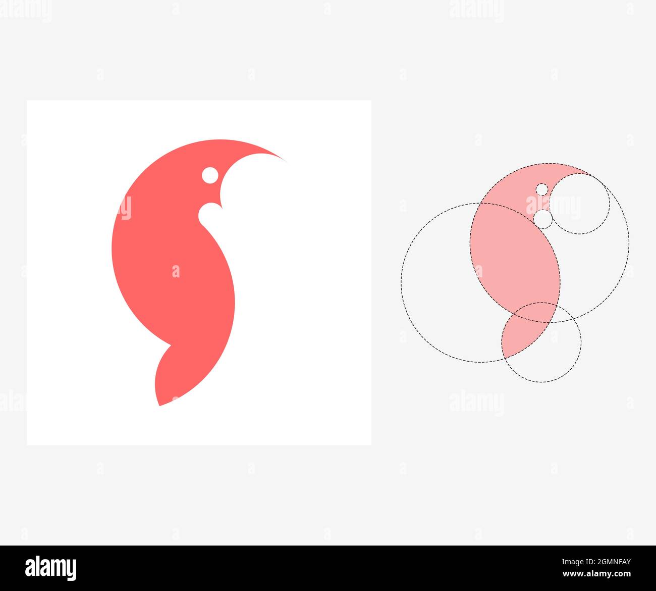 Pappagallo vettoriale in stile Golden Ratio. Illustrazione modificabile Illustrazione Vettoriale