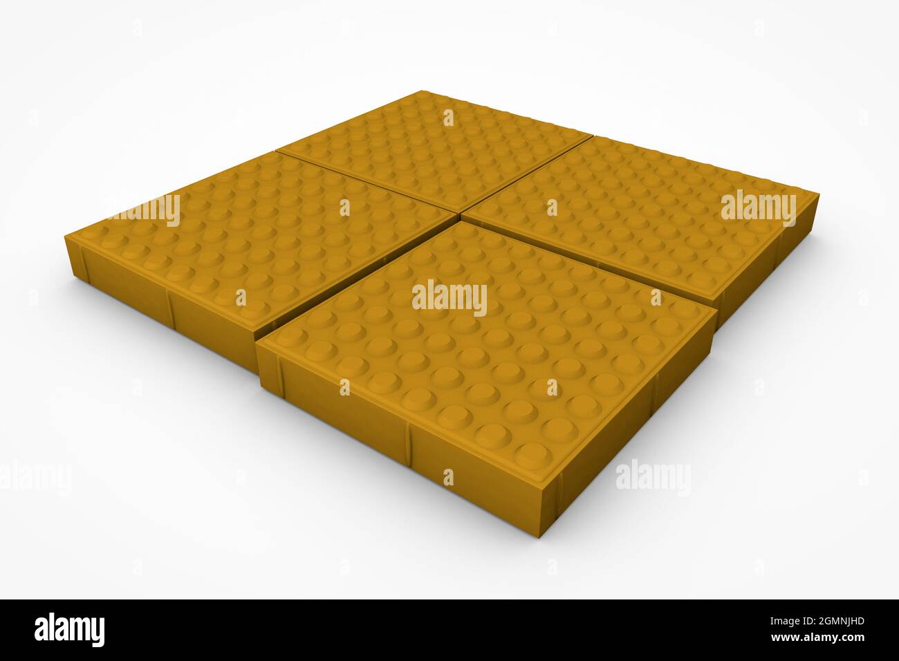 Calcestruzzo prefabbricato in ciottoli per pavimenti su sfondo bianco, illustrazione 3D Foto Stock
