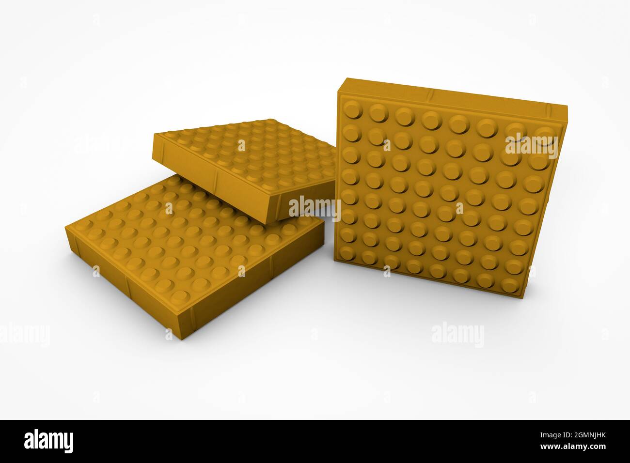 Calcestruzzo prefabbricato in ciottoli per pavimenti su sfondo bianco, illustrazione 3D Foto Stock