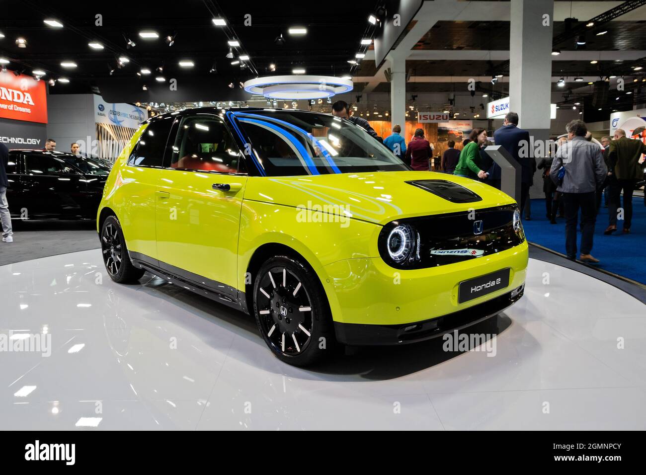 Honda-e elettrico nuovo modello di auto mostrato al Motor Show Autosalon 2020. Bruxelles, Belgio - 9 gennaio 2020. Foto Stock