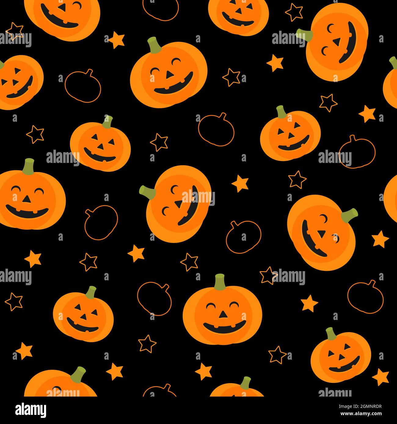 Zucche senza cuciture Halloween modello con le stelle Illustrazione Vettoriale