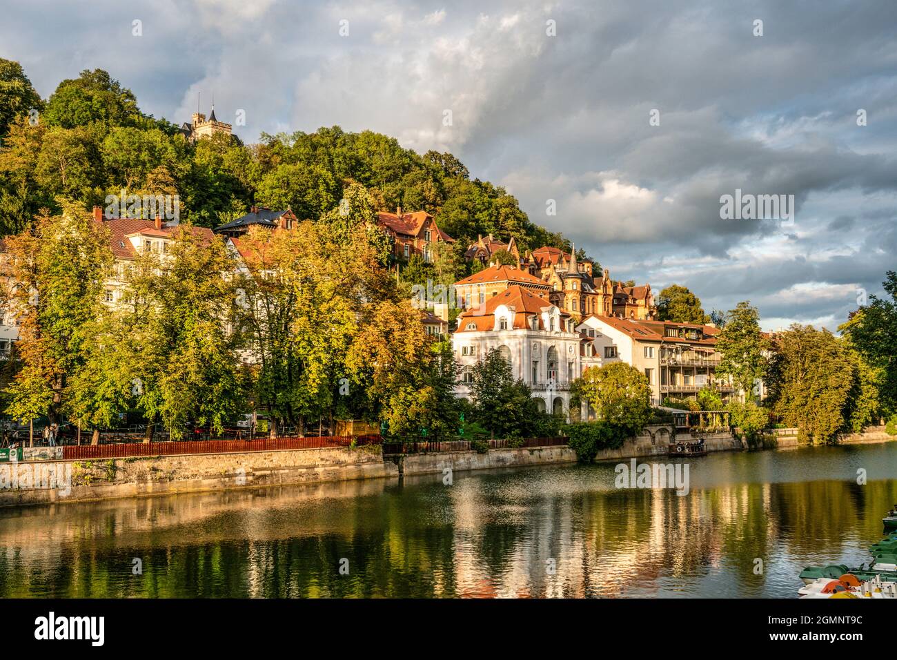 Tübingen, Neckarufer , Stadtlandschaft, Villen, Baden-Württemberg, Germania, Europa Foto Stock
