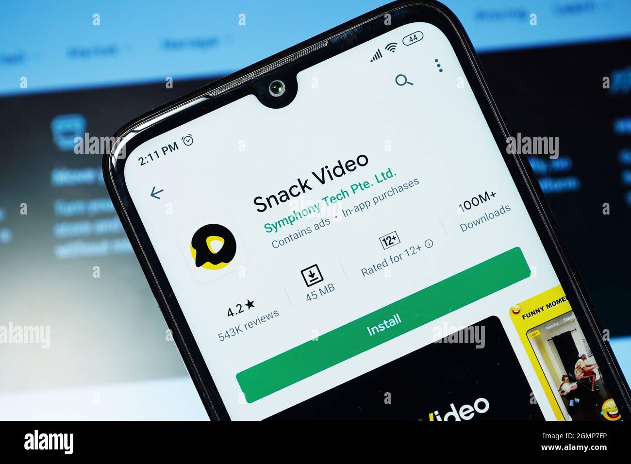New Delhi, India - 18 settembre 2020: Il video di spuntino è video corto che fa l'applicazione Foto Stock