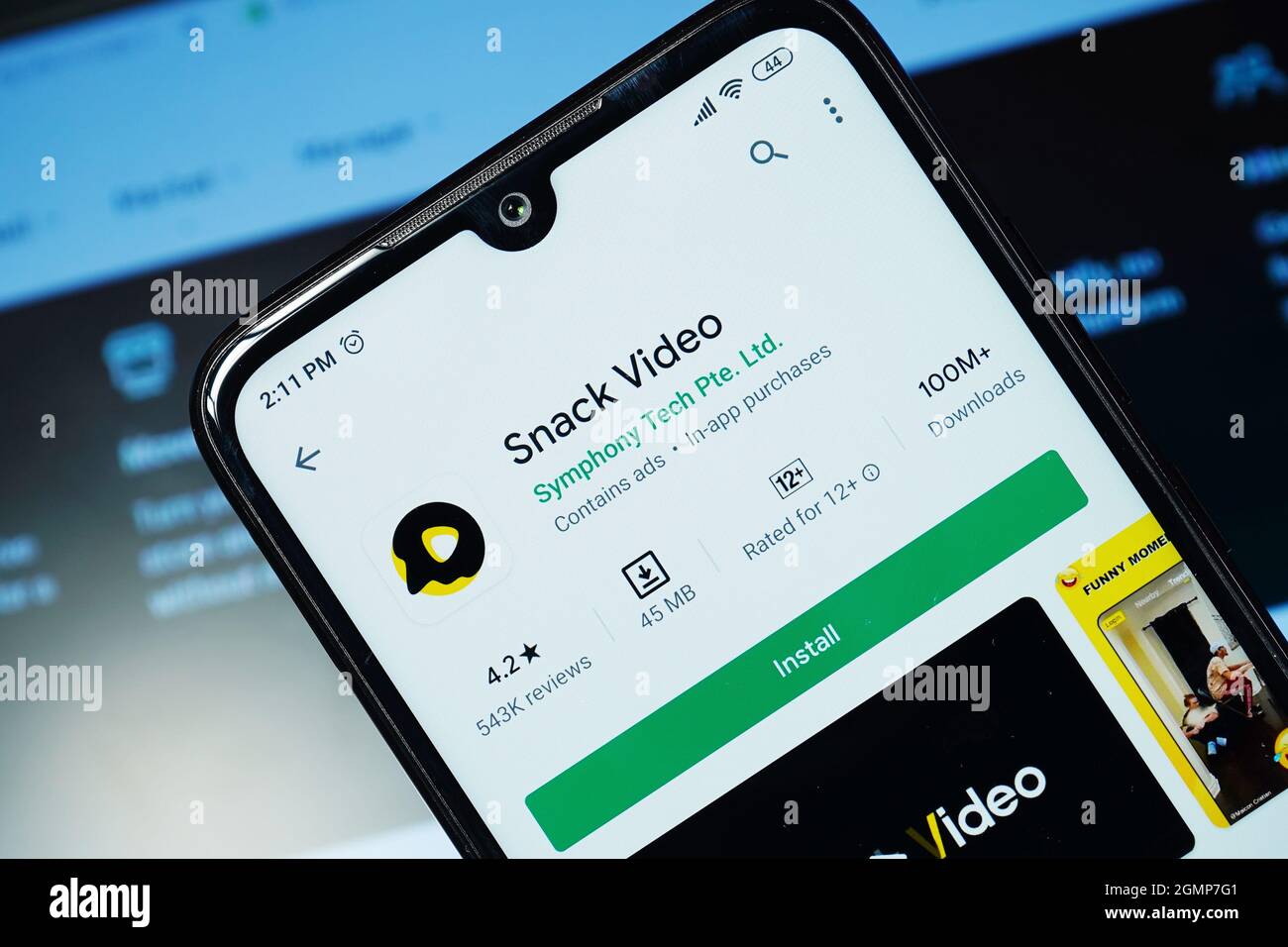 New Delhi, India - 18 settembre 2020: Il video di spuntino è video corto che fa l'applicazione Foto Stock