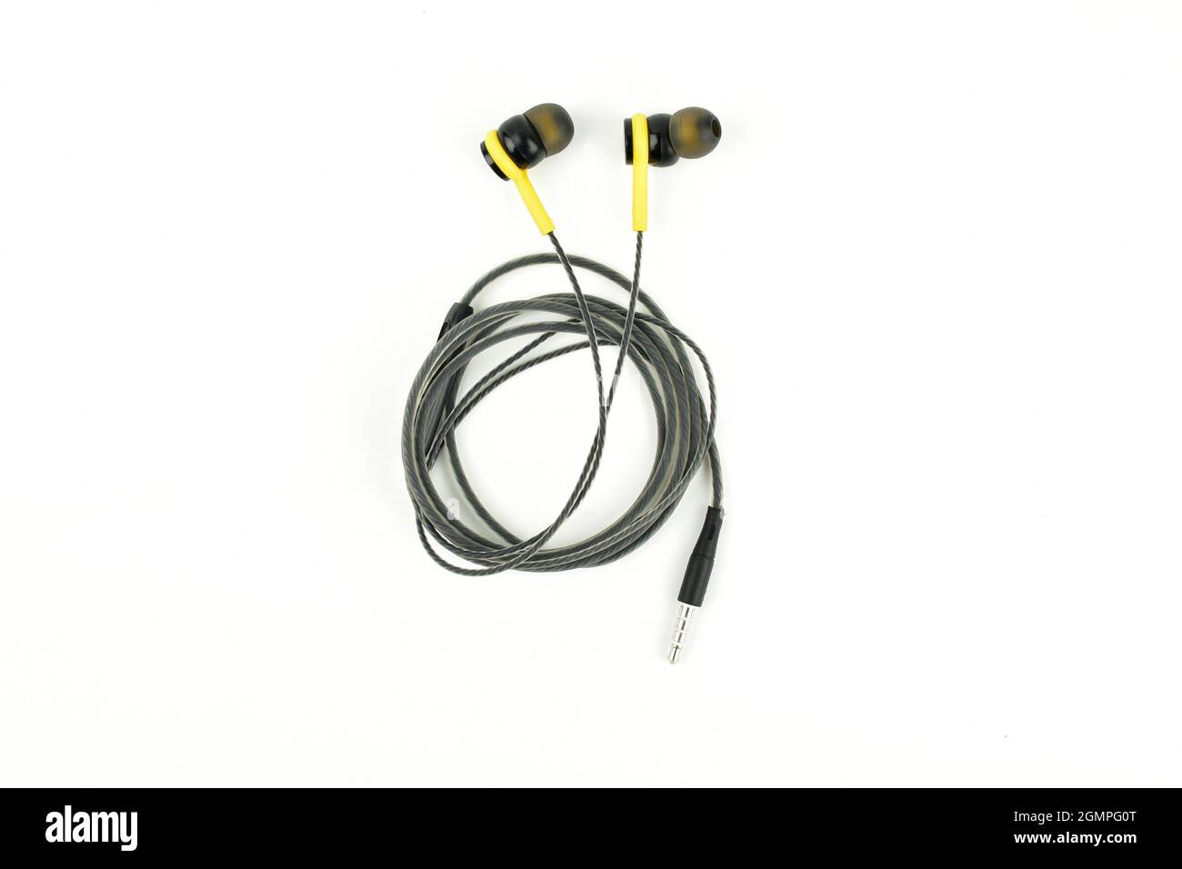 Auricolare ripiegato isolato su sfondo bianco Foto Stock