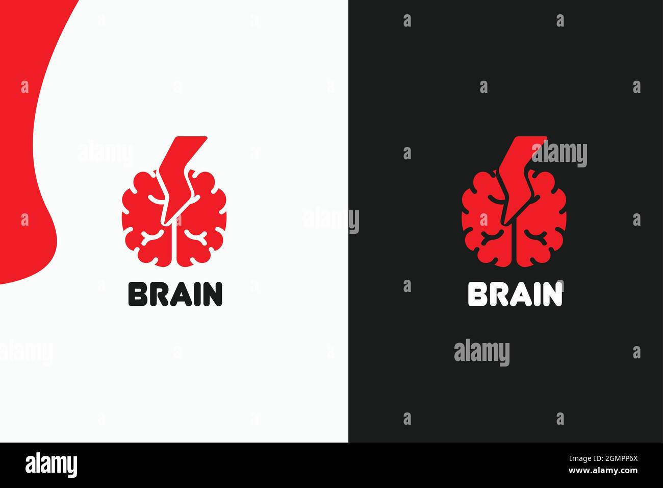 Cervello moderno con disegno del logo del bullone e logotipo di illustrazione vettoriale Illustrazione Vettoriale