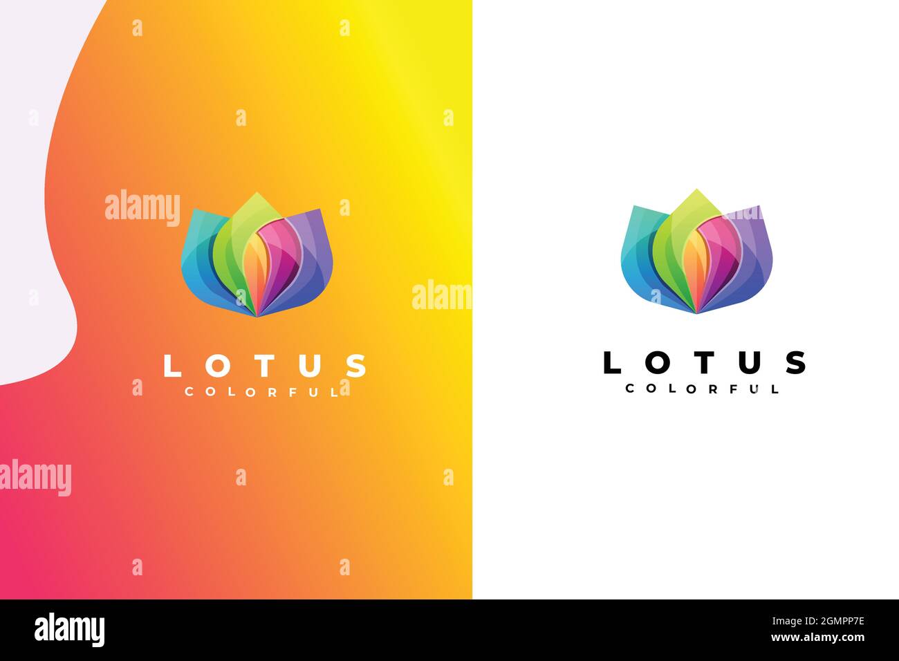 Moderno astratto colorato fiore di loto disegno creativo del logo e illustrazione vettoriale Illustrazione Vettoriale