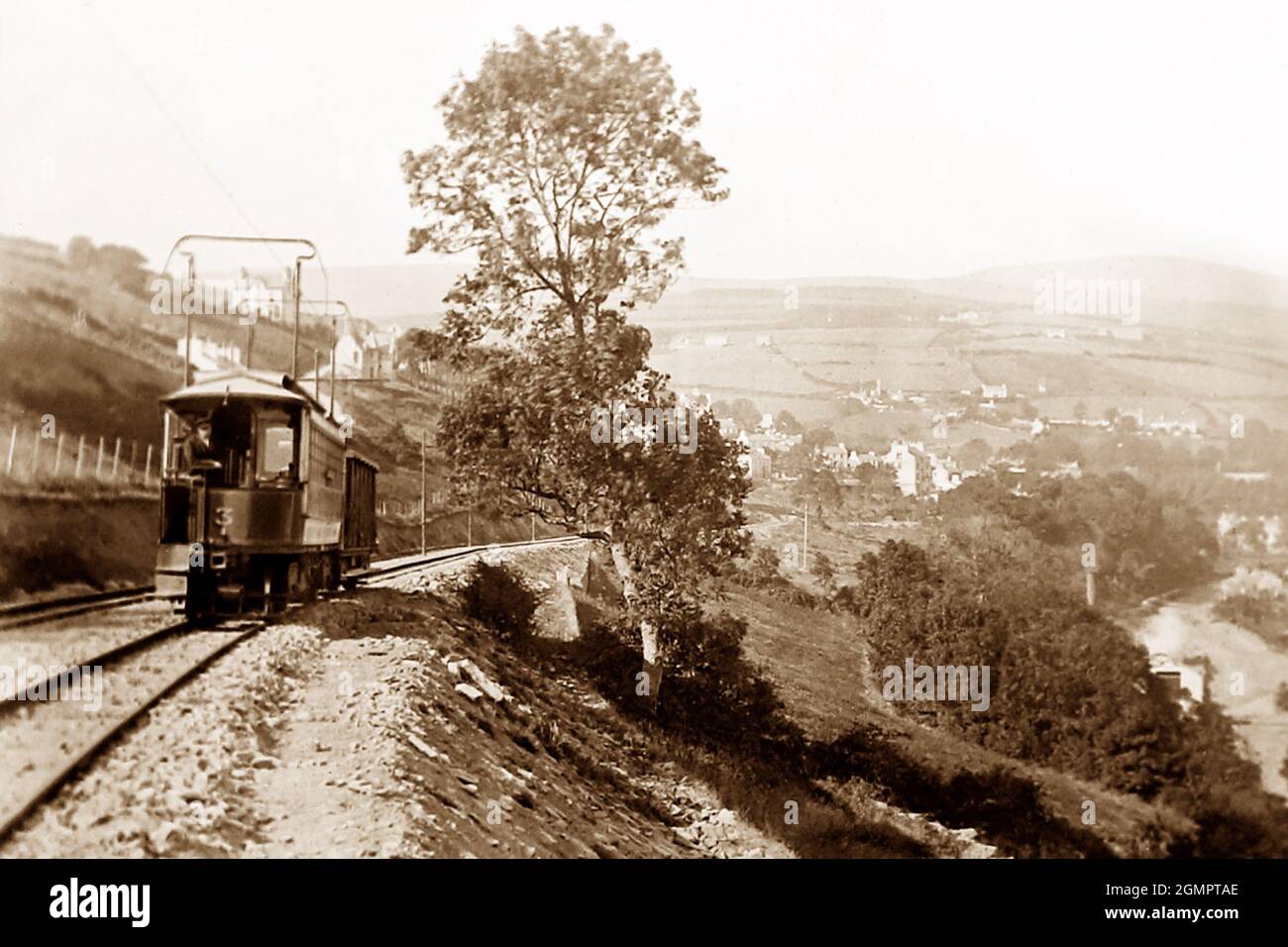 Manx Electric Railway vicino Laxey, Isola di Man, primi del 1900 Foto Stock