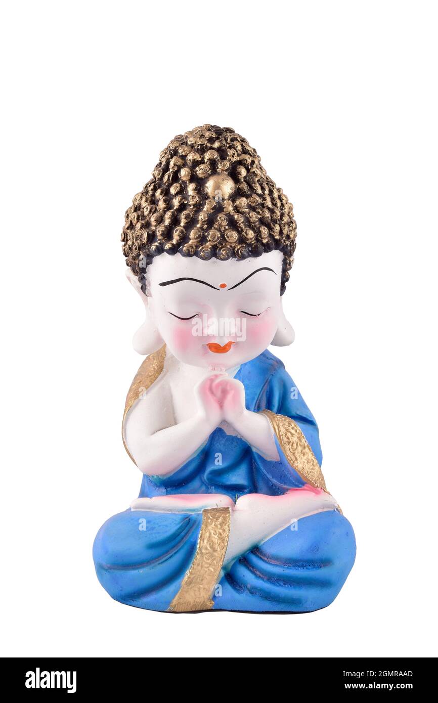 Carina statua del Buddha isolata su sfondo bianco con Clipping Path Foto Stock