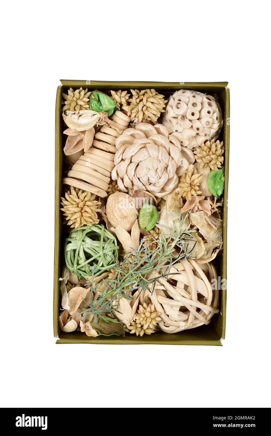Potpourri Box isolato su sfondo bianco con Clipping Path Foto Stock