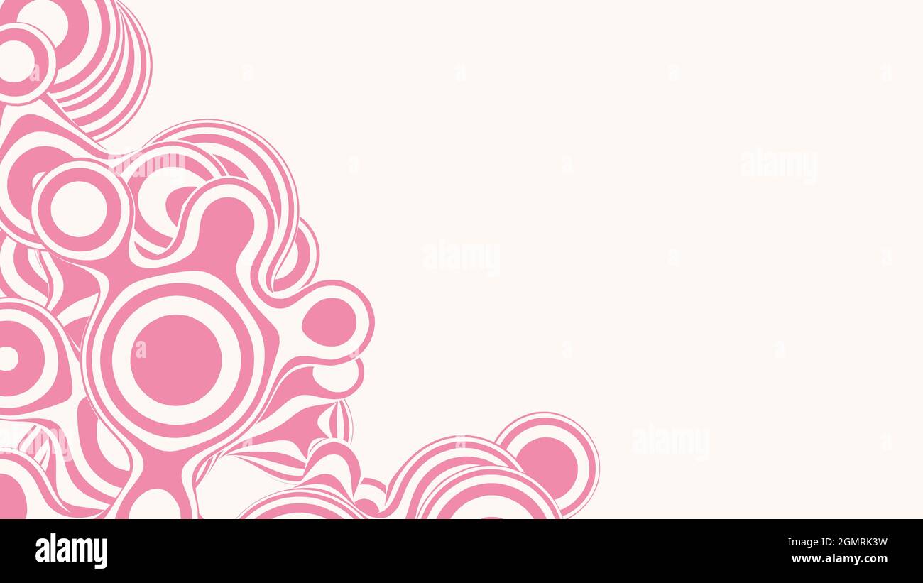 Metaball Liquid 3D lollipop, con struttura organica. Astratto vettore caramella sfondo. Forme rosa fluide e divertenti. Illustrazione Vettoriale