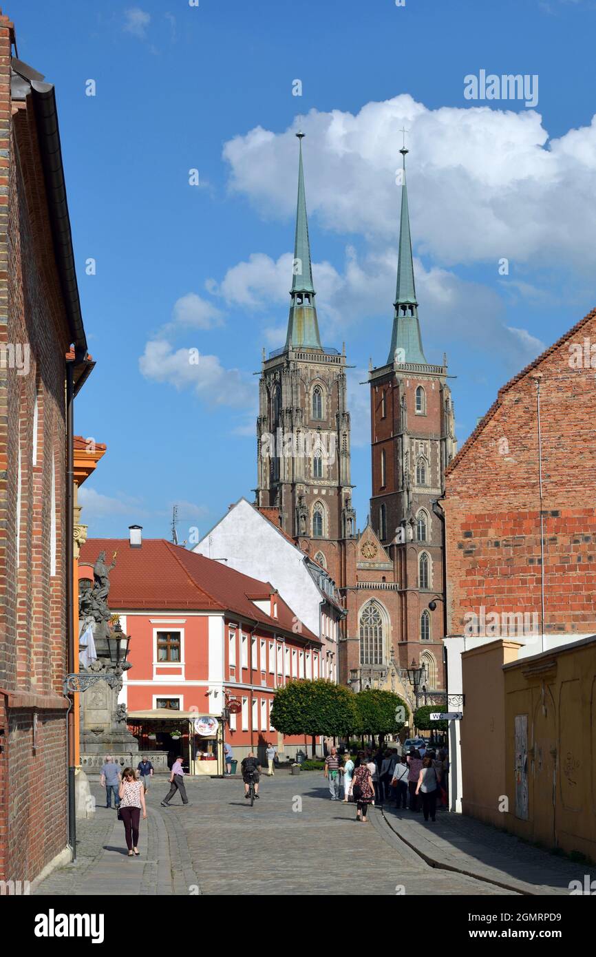 Cattedrale di San Giovanni Battista sull'isola Cattedrale di Breslavia in Polonia - Ostrow Tumski. Foto Stock