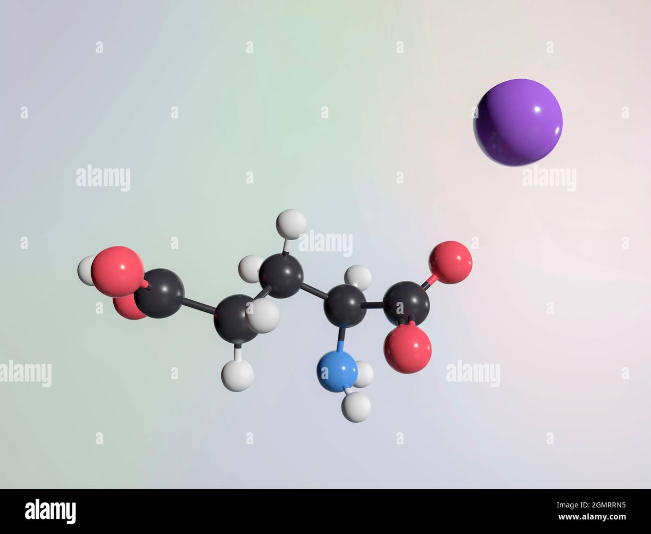 Molecola di glutammato di sodio, illustrazione Foto Stock