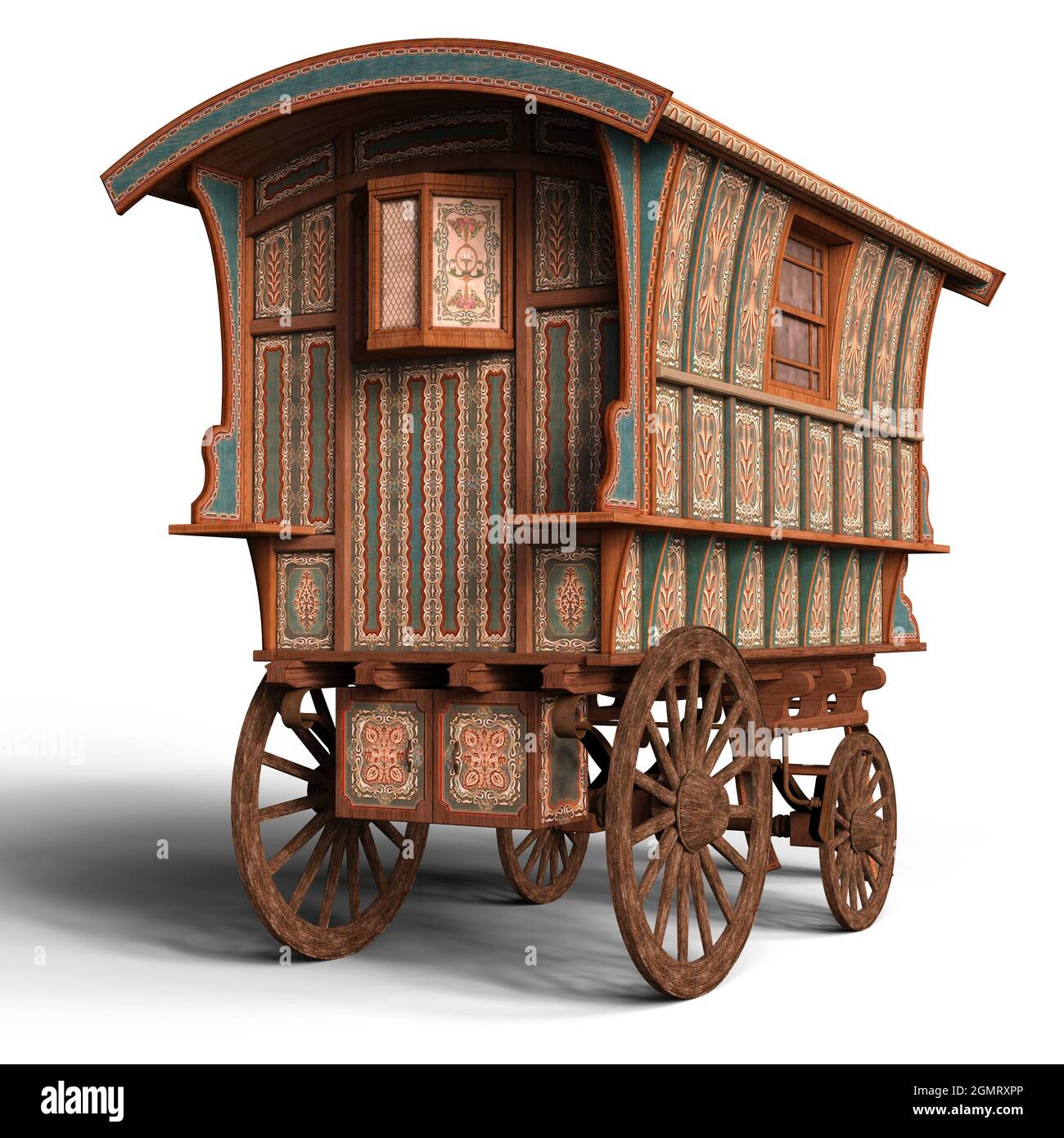 illustrazione in 3d di un vagone del viaggiatore isolato Foto Stock