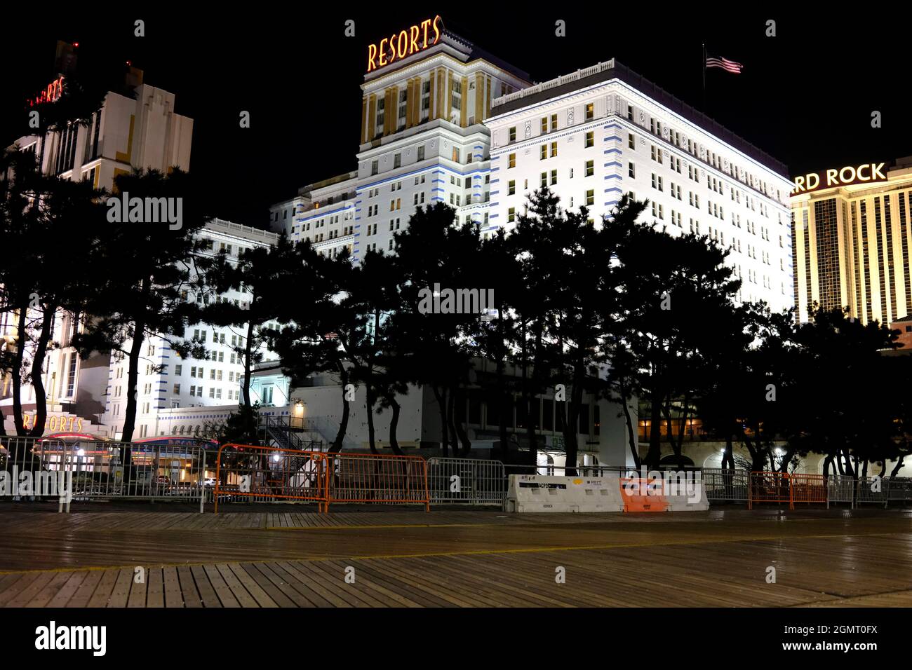 Resorts Hotel and Casino di notte, Atlantic City, New Jersey Foto Stock