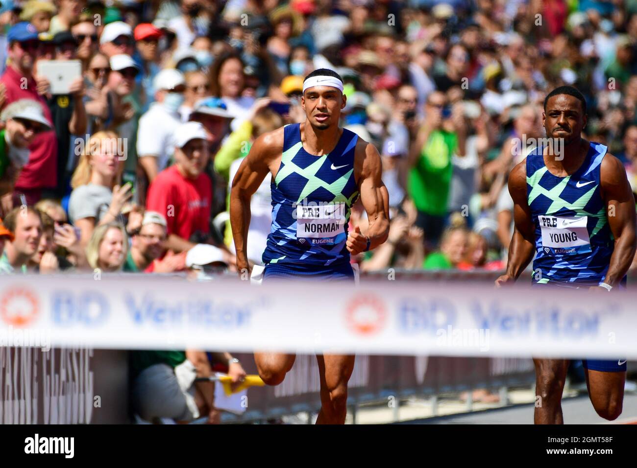 Michael Norman (USA) durante il 46° Prefontaine Classic, sabato 21 agosto 2021, ad Eugene, (Dylan Stewart/immagine dello sport) Foto Stock