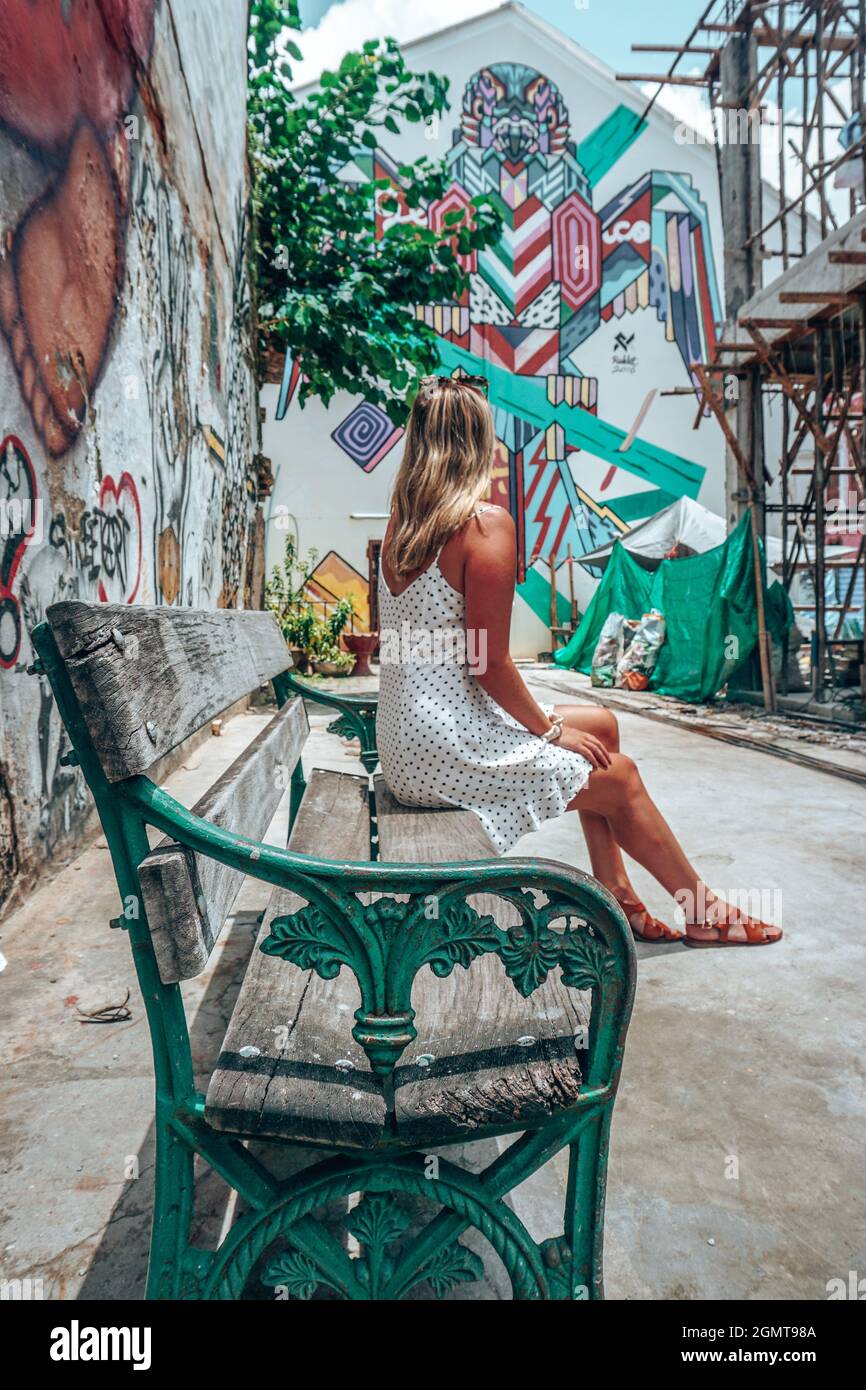 Arte di strada in Thailandia, la città vecchia di Phuket Foto Stock