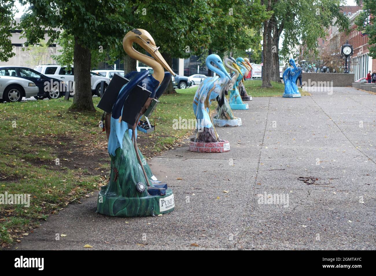 La Crosse Wisconsin Pelicans al parco fluviale Foto Stock