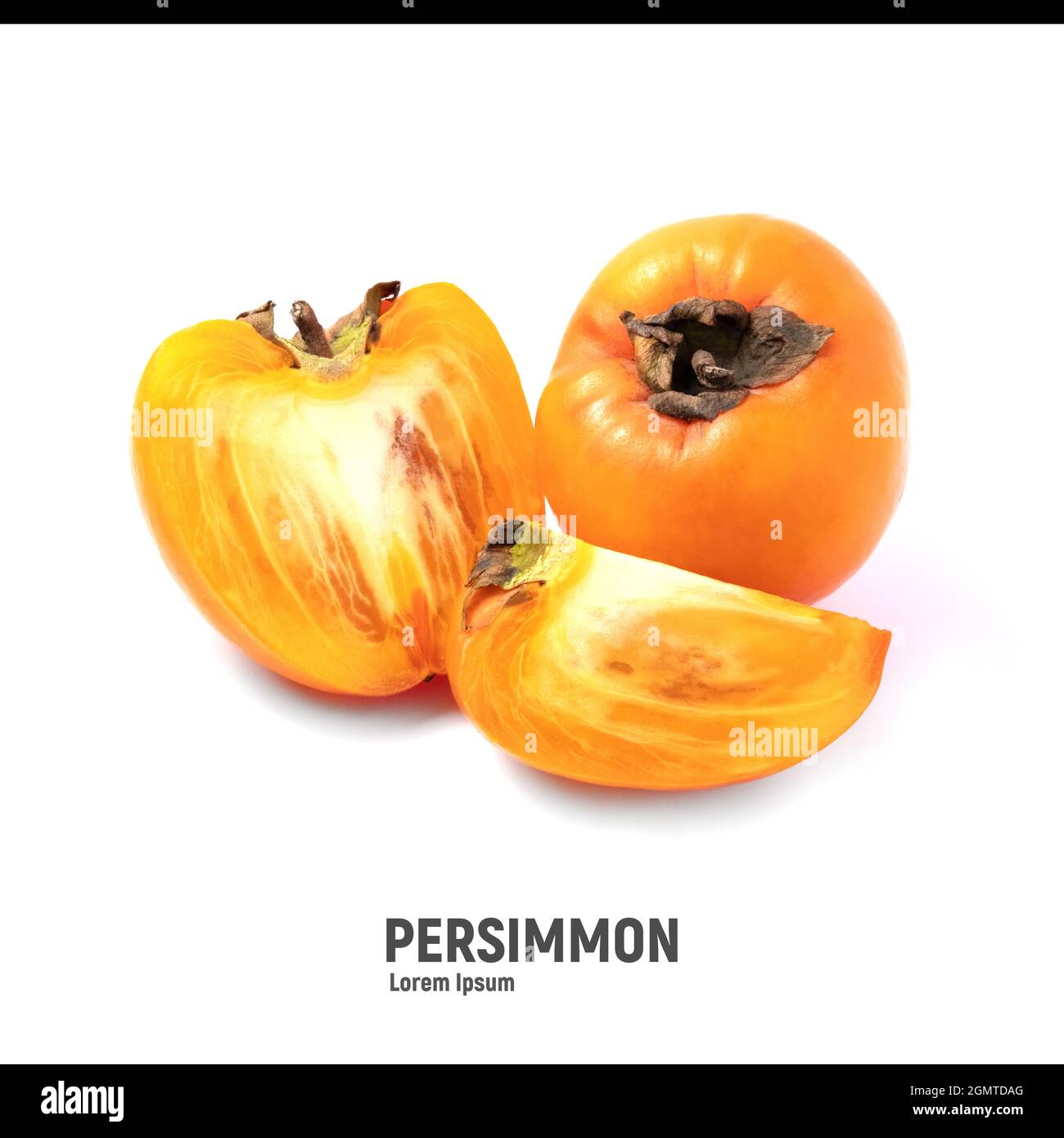 Freschi persimmons maturi isolati su sfondo bianco. Foto Stock