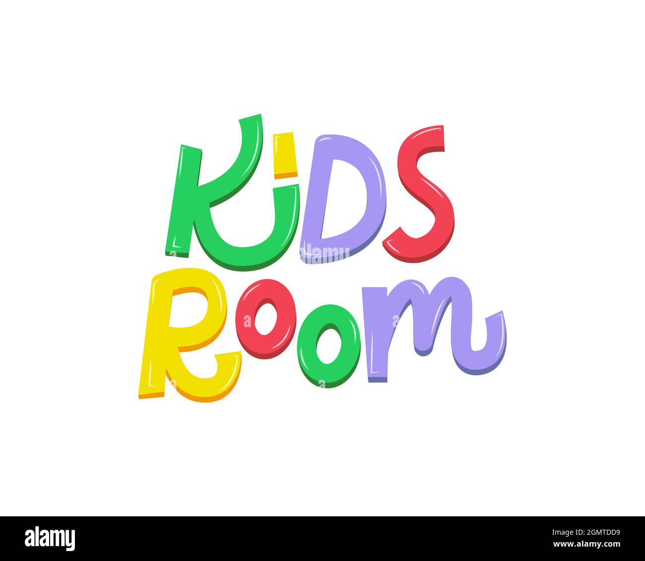 Etichetta con lettere vettoriali per la camera dei bambini. Testo colorato per bambini in stile cartone animato Illustrazione Vettoriale