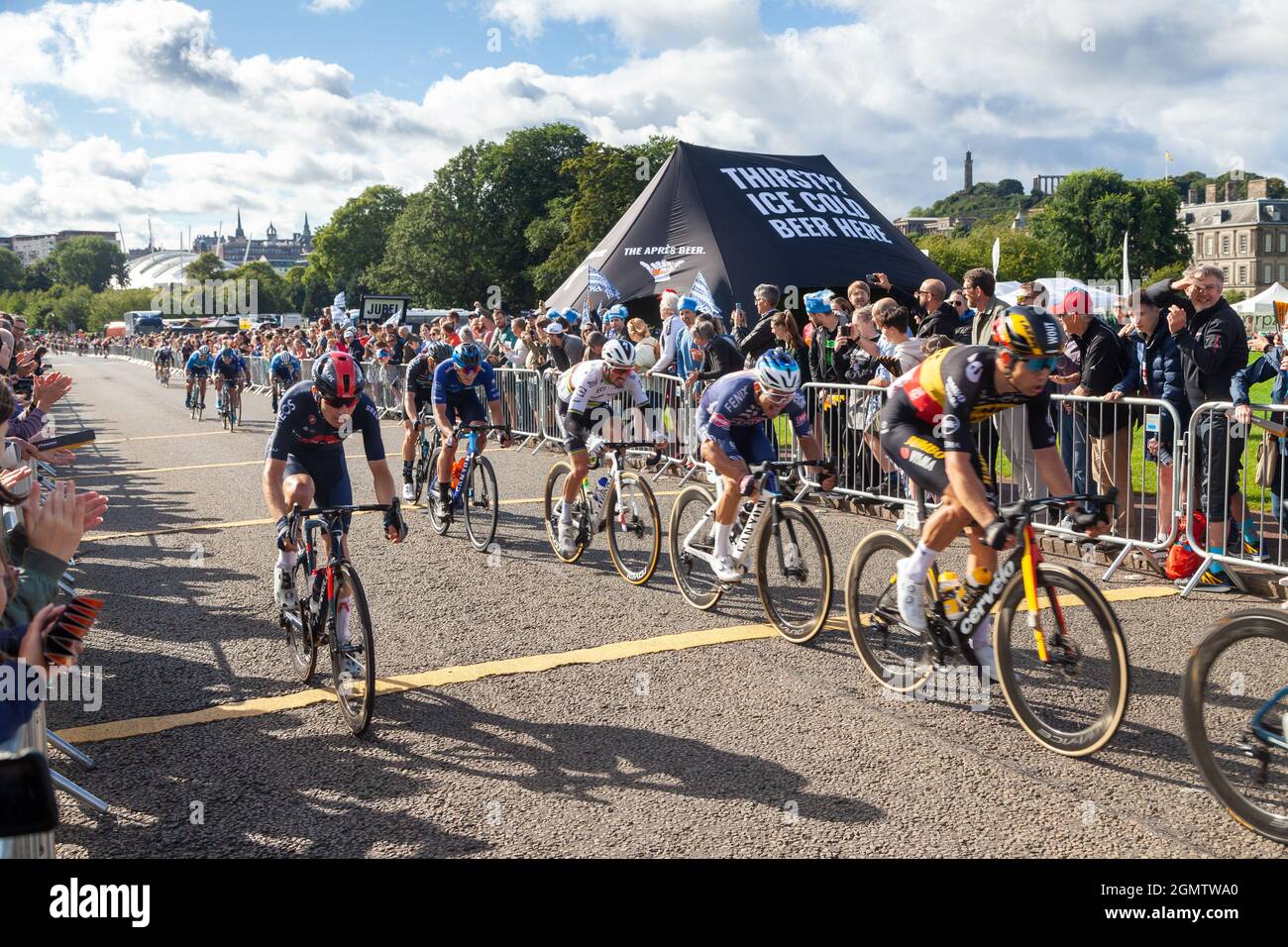 Il tour della Gran Bretagna termina a Holyrood Park Edimburgo Foto Stock