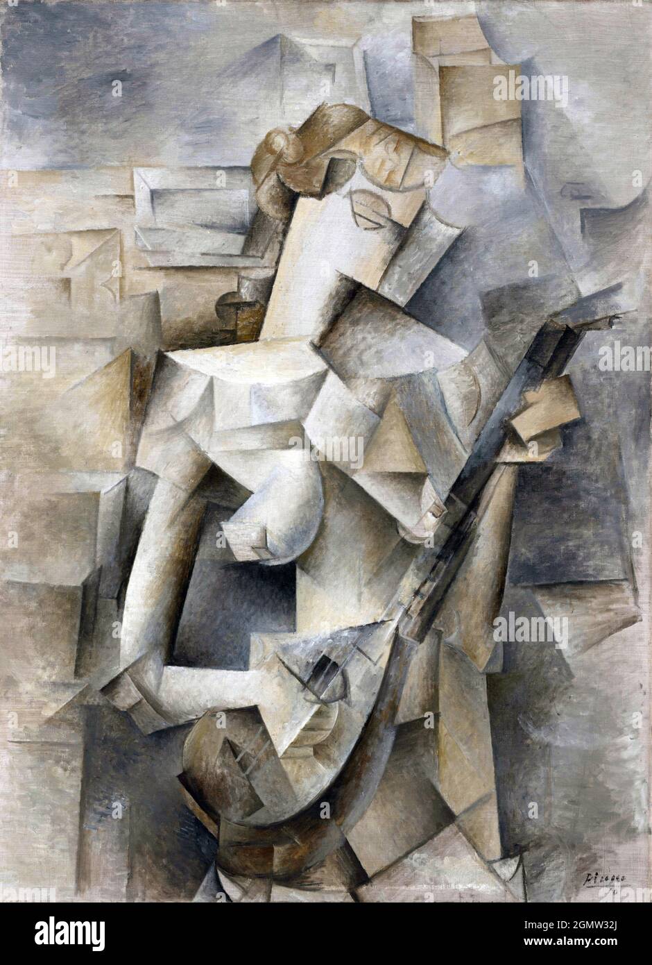 Pablo Picasso. (Spagnolo, 1881-1973). Ragazza con un mandolino (Fanny Tellier). Parigi, fine primavera 1910. Olio su tela. Foto Stock