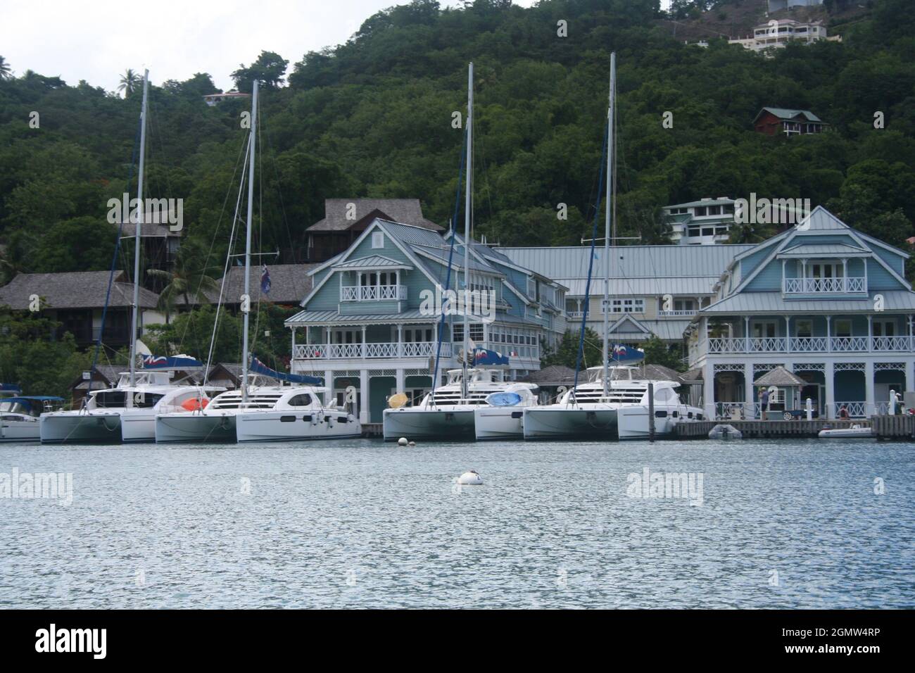 Barche a Marigot Bay Foto Stock