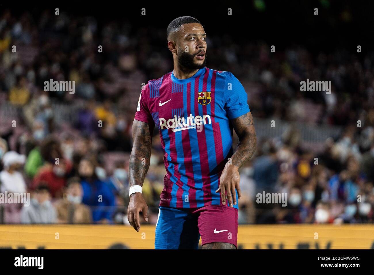SPAGNA-CALCIO-LA LIGA SANTANDER-FCB VS GRANADA CF. FC Barcelona (9) Memphis Depay durante la partita de la Liga Santander tra FC Barcelona e Granada CF a Camp Nou, Barcellona, Spagna, il 20 settembre 2021. © Joan Gosa 2021 Foto Stock
